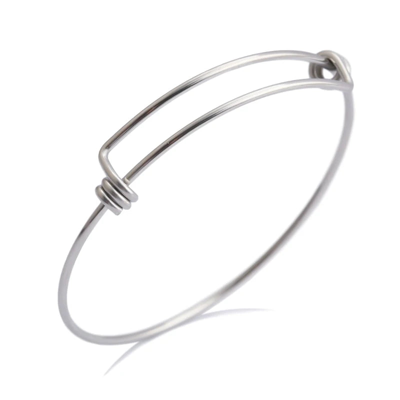 5pcs Stainless Steel Wire Bangle Charm Bracelets DIY
