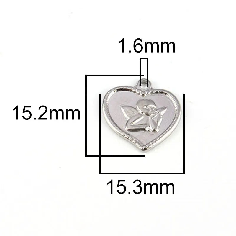 5pcs Stainless Steel Angel Pendant Charms for DIY Jewelry Making