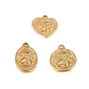 5pcs Stainless Steel Angel Pendant Charms for DIY Jewelry Making