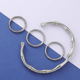 5pcs Stainless Steel Bamboo Joint Bracelet Adjustable Cuff Bangle Gothic Jewelry