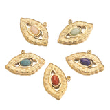 5pcs Stainless Steel Couple Lips Charms Natural Stone Pendants
