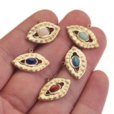 5pcs Stainless Steel Couple Lips Charms Natural Stone Pendants