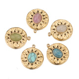 5pcs Bohemia Sun Flower Charms Natural Stone Pendants DIY Jewelry Making