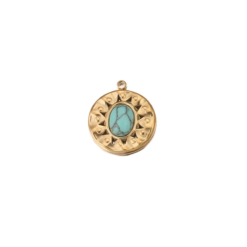 5pcs Bohemia Sun Flower Charms Natural Stone Pendants DIY Jewelry Making