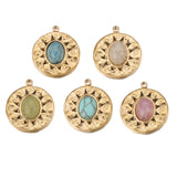 5pcs Bohemia Sun Flower Charms Natural Stone Pendants DIY Jewelry Making