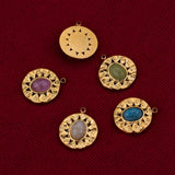 5pcs Bohemia Sun Flower Charms Natural Stone Pendants DIY Jewelry Making