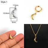 5pcs Stainless Steel Moon Charms Pendant Silver DIY Jewelry Making