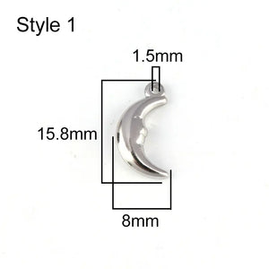 5pcs Stainless Steel Moon Charms Pendant Silver DIY Jewelry Making