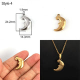 5pcs Stainless Steel Moon Charms Pendant Silver DIY Jewelry Making