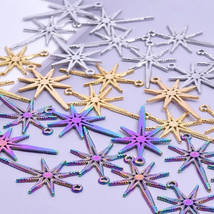 5pcs Stainless Steel Star Pendant Charms DIY Jewelry Making Supplies