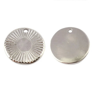 5pcs Stainless Steel Geometric Round Charms for DIY Jewelry Making