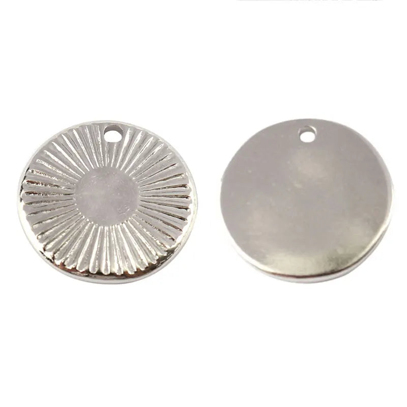 5pcs Stainless Steel Geometric Round Charms for DIY Jewelry Making