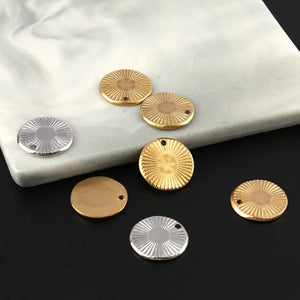 5pcs Stainless Steel Geometric Round Charms for DIY Jewelry Making