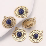 5pcs Stainless Steel Charms Natural Stone Flower Pendants for Jewelry Making