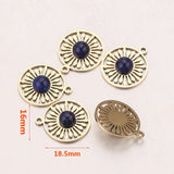 5pcs Stainless Steel Charms Natural Stone Flower Pendants for Jewelry Making