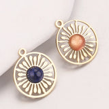 5pcs Stainless Steel Charms Natural Stone Flower Pendants for Jewelry Making