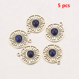 5pcs Stainless Steel Charms Natural Stone Flower Pendants for Jewelry Making