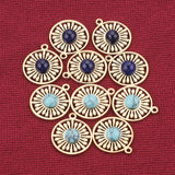 5pcs Stainless Steel Charms Natural Stone Flower Pendants for Jewelry Making