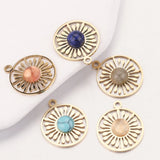 5pcs Stainless Steel Charms Natural Stone Flower Pendants for Jewelry Making
