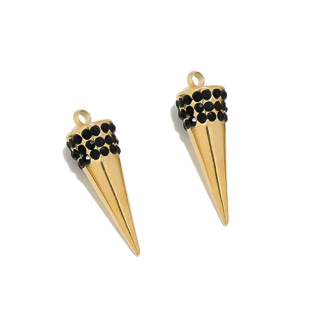 5pcs Stainless Steel Zircon Cone Charms Necklace Pendants