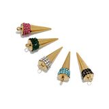 5pcs Stainless Steel Zircon Cone Charms Necklace Pendants