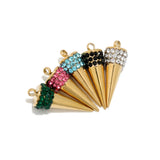 5pcs Stainless Steel Zircon Cone Charms Necklace Pendants
