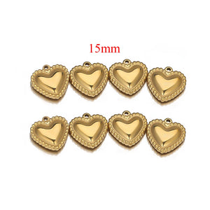 5pcs Stainless Steel Heart Pendant Charms for Jewelry Making