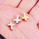 Stainless Steel Cross Bead Charm Rose Gold/Silver Vertical Hole