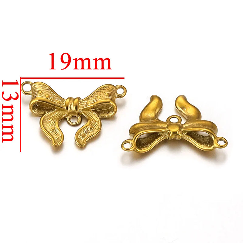 5pcs Stainless Steel Bow Connectors Charms for DIY Jewelry Making Accessories