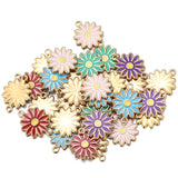 5pcs Stainless Steel Daisies Enamel Charms for Jewelry Making Flower Pendant