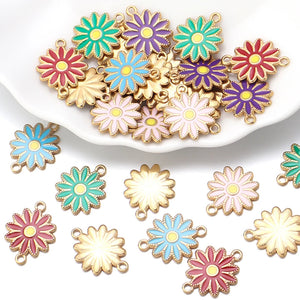 5pcs Stainless Steel Daisies Enamel Charms for Jewelry Making Flower Pendant