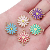 5pcs Stainless Steel Daisies Enamel Charms for Jewelry Making Flower Pendant