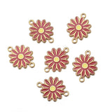 5pcs Stainless Steel Daisies Enamel Charms for Jewelry Making Flower Pendant