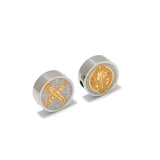 5pcs Stainless Steel Embossed Cross Beads Spacer Bead Charms