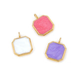 5pcs Stainless Steel Enamel Charms for DIY Jewelry Making Square Boho Pendants