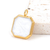 5pcs Stainless Steel Enamel Charms for DIY Jewelry Making Square Boho Pendants