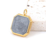 5pcs Stainless Steel Enamel Charms for DIY Jewelry Making Square Boho Pendants