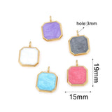 5pcs Stainless Steel Enamel Charms for DIY Jewelry Making Square Boho Pendants