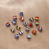 5pcs Stainless Steel Enamel Flag Bead DIY Steel Ball Bracelet Necklace