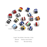 5pcs Stainless Steel Enamel Flag Bead DIY Steel Ball Bracelet Necklace