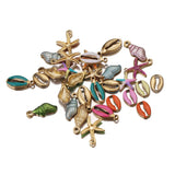 5pcs Stainless Steel Enamel Conch Sea Shell Charms Ocean Pendants