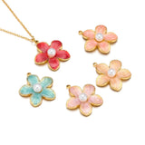 5pcs Enamel Flower Charms Pendants for DIY Jewelry