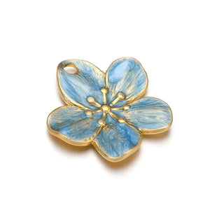 5pcs Enamel Flower Charms Pendants for DIY Jewelry