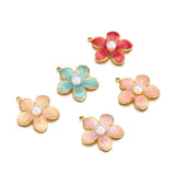 5pcs Enamel Flower Charms Pendants for DIY Jewelry
