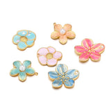 5pcs Enamel Flower Charms Pendants for DIY Jewelry