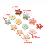 5pcs Enamel Flower Charms Pendants for DIY Jewelry