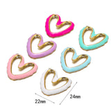 5pcs Stainless Steel Enamel Hollow Heart Charms for Jewelry Findings DIY