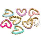 5pcs Stainless Steel Enamel Hollow Heart Charms for Jewelry Findings DIY