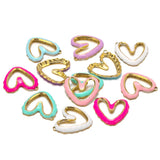 5pcs Stainless Steel Enamel Hollow Heart Charms for Jewelry Findings DIY