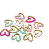 5pcs Stainless Steel Enamel Hollow Heart Charms for Jewelry Findings DIY